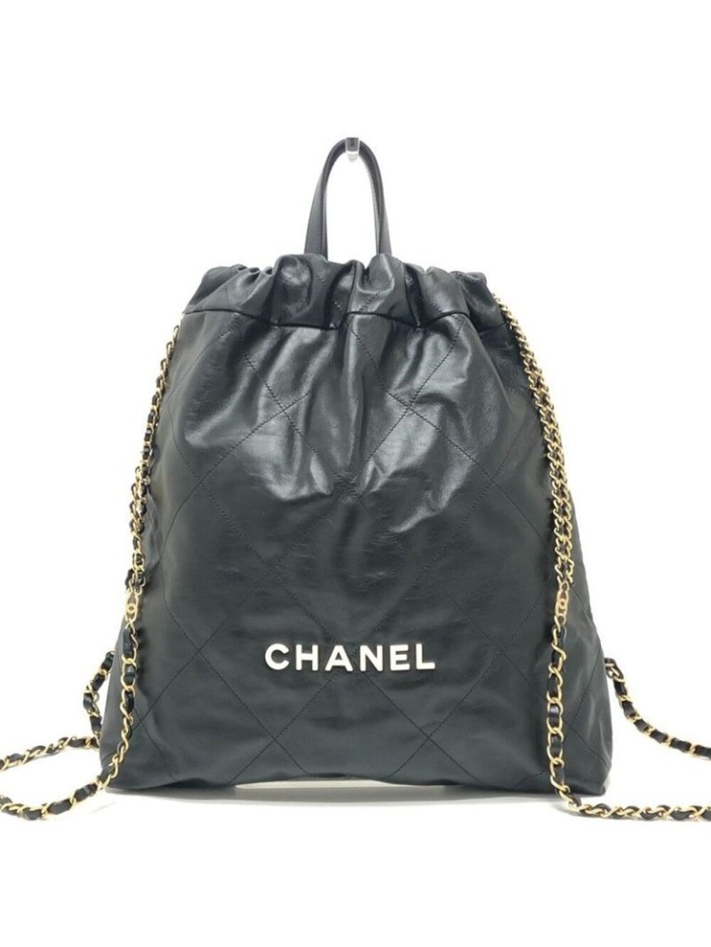 Chanel Backpack 22 Chain As3313 Leather Black